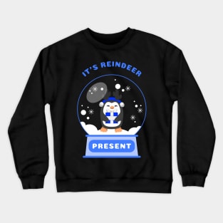 It Is Reindeer Present Penguin (Blue) Crewneck Sweatshirt